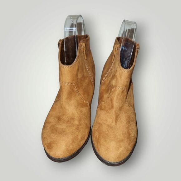 Women’s Western Ankle Boots Size 4 Burnt Ginger Faux-Suede - Picture 2 of 10